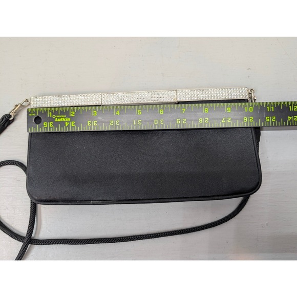 Stuart Weitzman‎ Black Clutch Evening Bag Rhinestone Embellished Shoulder Strap